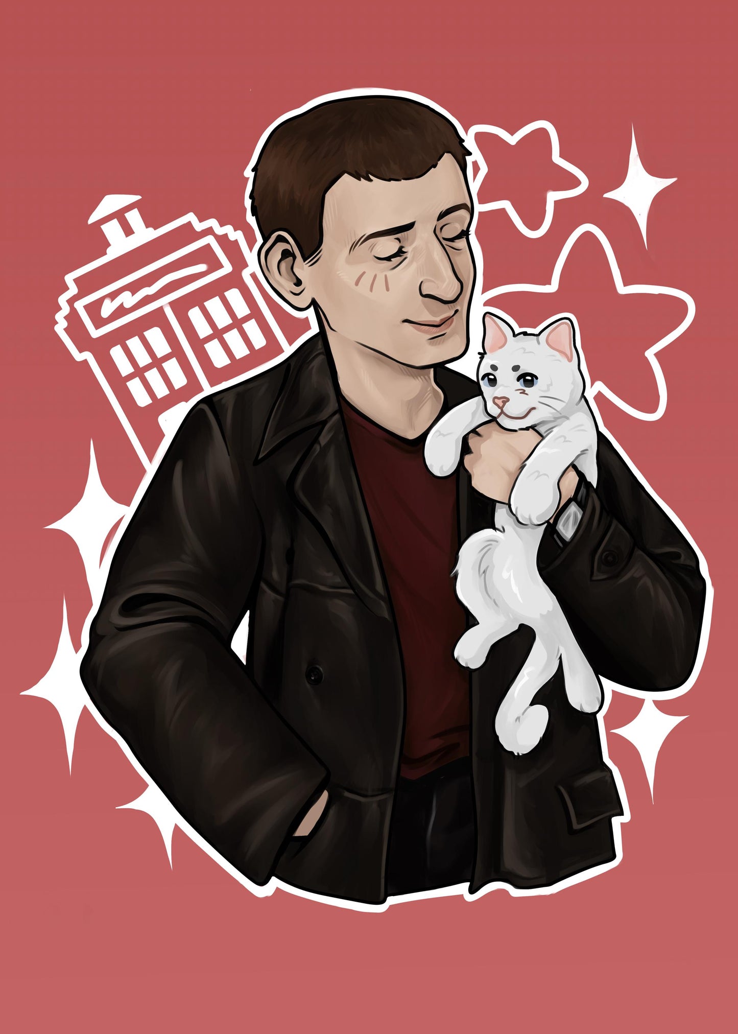 Ninth Doctor Cat Keychain